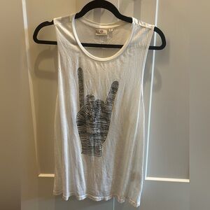 Ag Adriano Goldschmied White Tank Top with Black Graphic